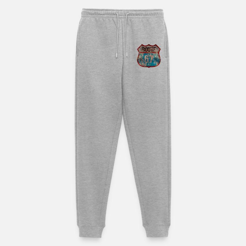 Rustic Route 67 Schild Design - Männer Premium Bio Jogginghose - Grau meliert