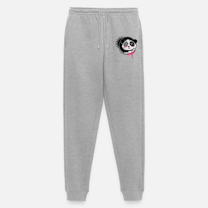 Ein Sticker mit Panda Bär Kopf - Männer Premium Bio Jogginghose - Grau meliert