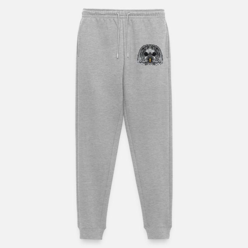 eulengesicht, schneeeulenkopf - Männer Premium Bio Jogginghose - Grau meliert