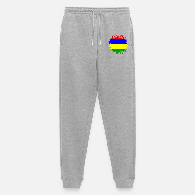 Mauritius Klecks Flaggen Design - Männer Premium Bio Jogginghose - Grau meliert