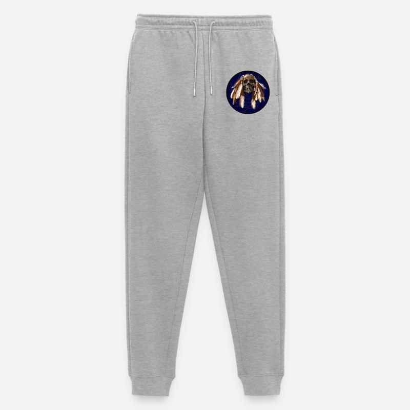 scull with feathers around - Männer Premium Bio Jogginghose - Grau meliert