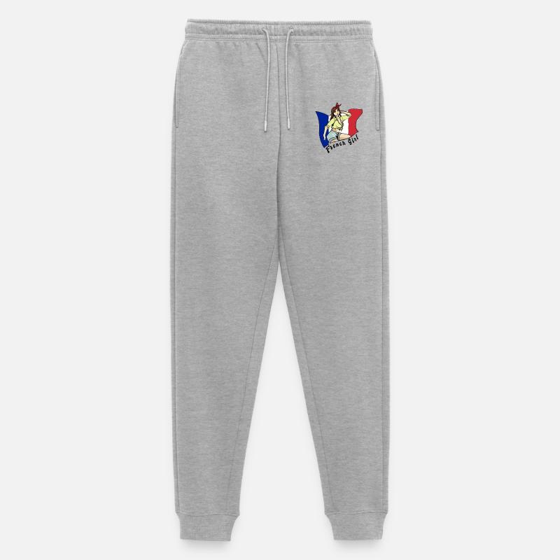 Frankreich Mädchen Flaggen Design - Männer Premium Bio Jogginghose - Grau meliert