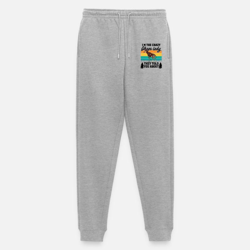 Ich bin die verrückte Okapi Lady - Männer Premium Bio Jogginghose - Grau meliert