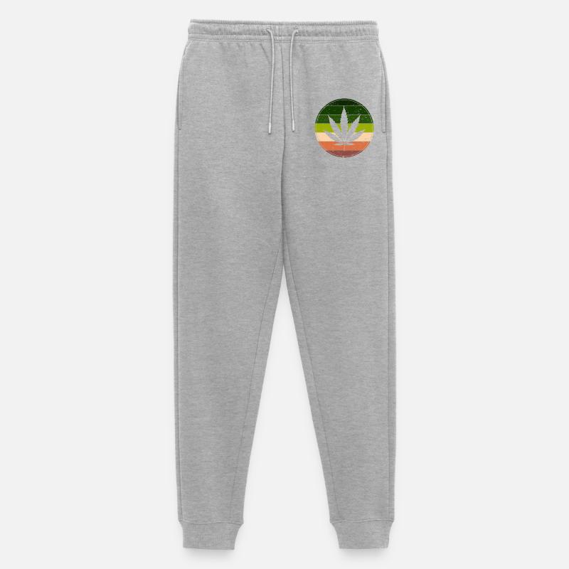 Retro Rainbow Cannabis Runde - Männer Premium Bio Jogginghose - Grau meliert