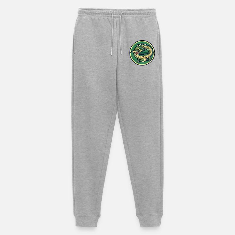Dragon Crest Circle Patch - Männer Premium Bio Jogginghose - Grau meliert