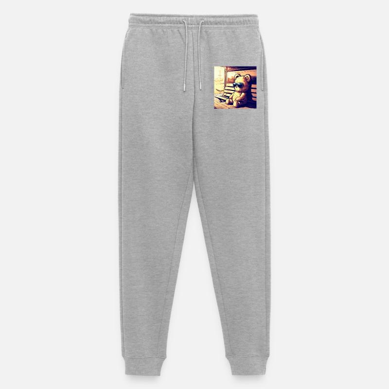 Teddy waiting Manga - Männer Premium Bio Jogginghose - Grau meliert