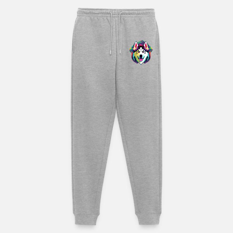 Farbenfroher Husky  - Männer Premium Bio Jogginghose - Grau meliert