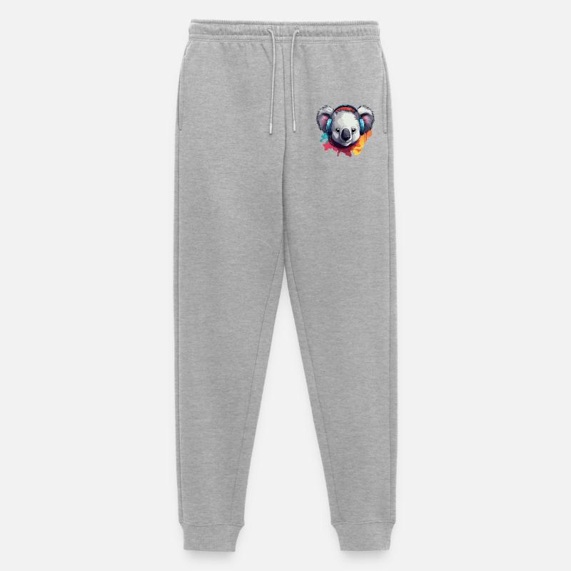 Koala mit Kopfhörer Koalabären - Männer Premium Bio Jogginghose - Grau meliert