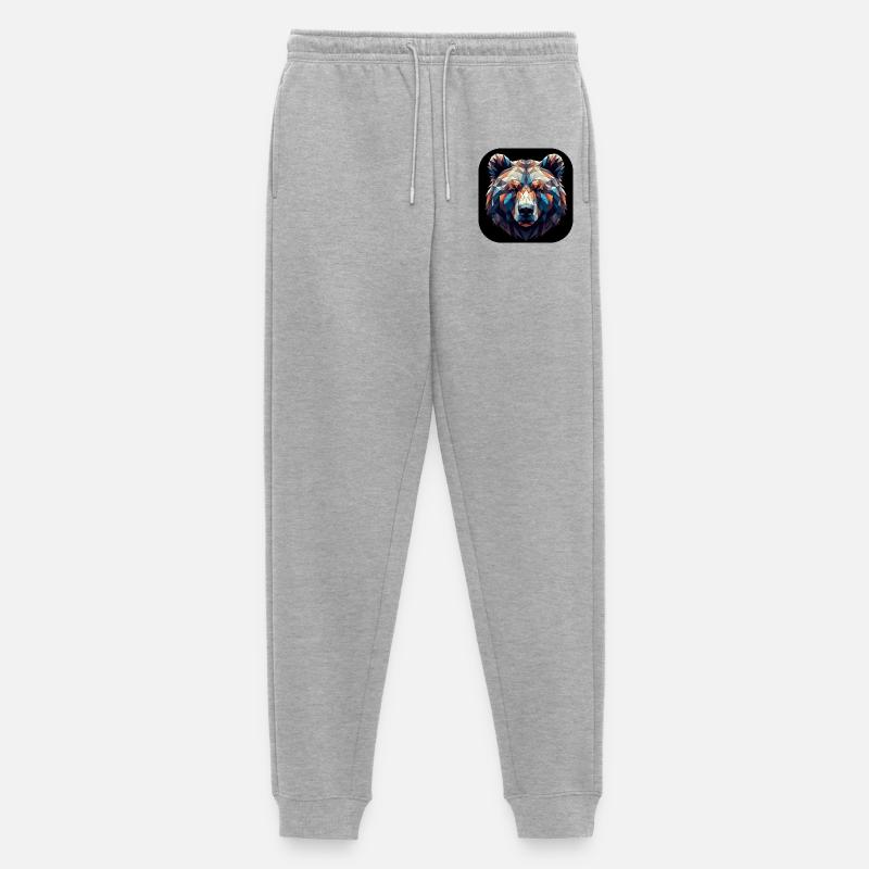 Bär Kopf Polygon bunt farbig - Männer Premium Bio Jogginghose - Grau meliert