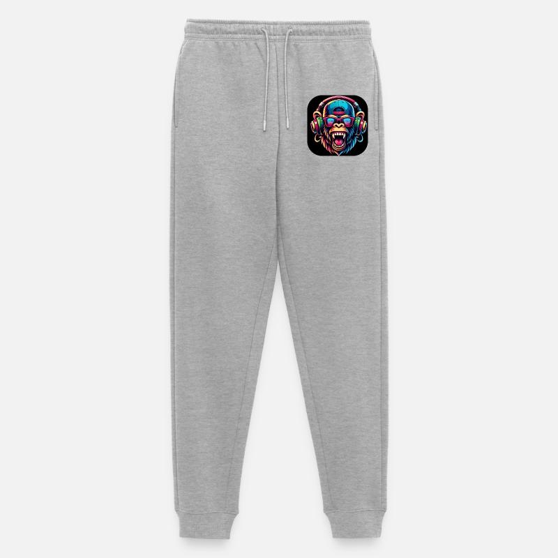Affe Bunt Zähne Brüllen Cap - Männer Premium Bio Jogginghose - Grau meliert