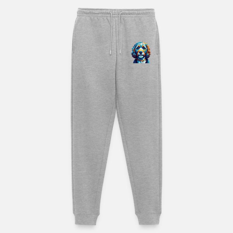 Cockapoo Hunderasse Bunt Karikatur Kawaii - Männer Premium Bio Jogginghose - Grau meliert