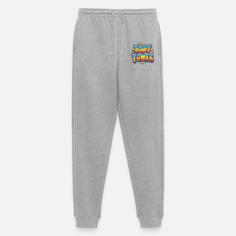 Baby Power Comic Style Design - Männer Premium Bio Jogginghose - Grau meliert