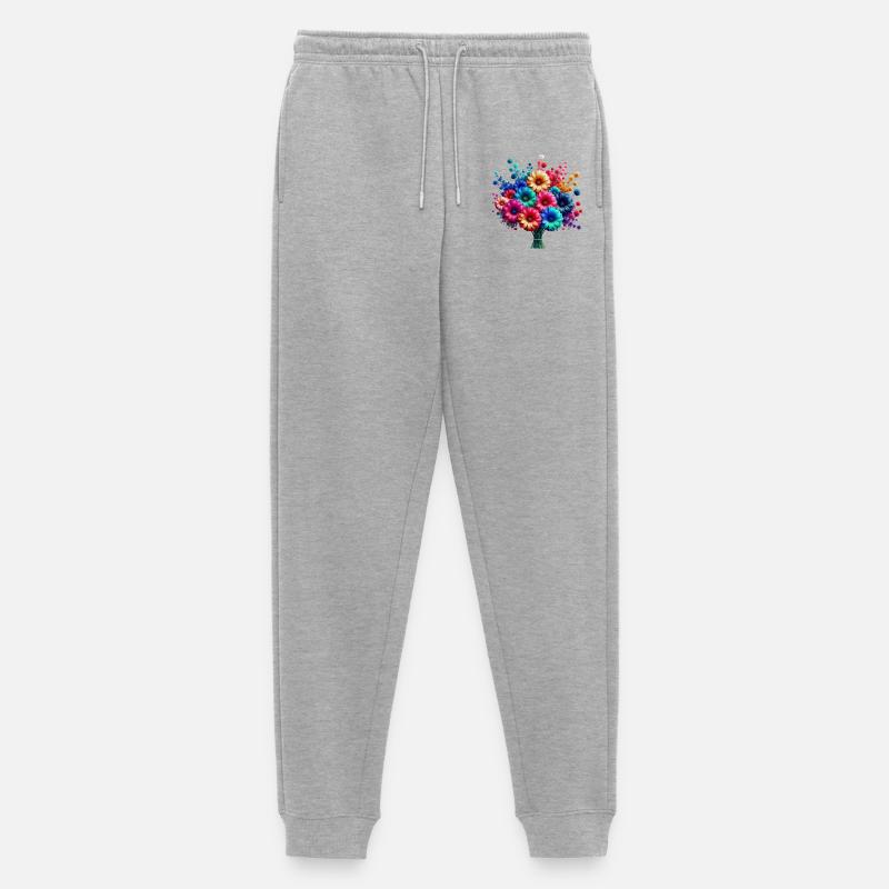 Blumen - Männer Premium Bio Jogginghose - Grau meliert