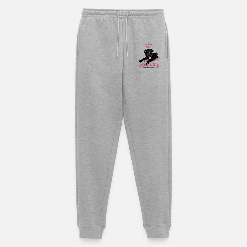 Pug Life – Mops mit Krone - Männer Premium Bio Jogginghose - Grau meliert