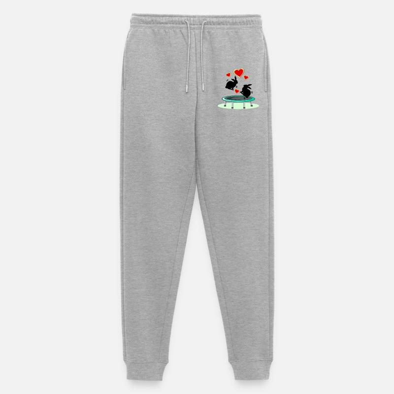 TRAMPOLIN SPRINGEN HASEN OSTERHASEN - Männer Premium Bio Jogginghose - Grau meliert
