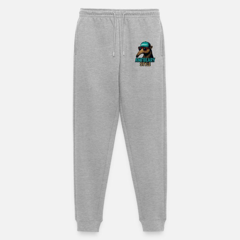 Antbeary Style Aardvark Cartoon - Men's Premium Organic Joggers - heather grey