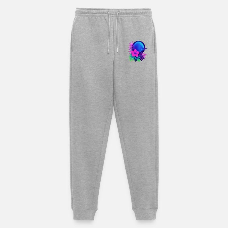 Neon Tropic Moon - Men's Premium Organic Joggers - heather grey