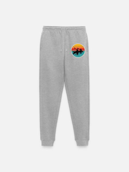 Sunset Kayak Duo Circle - Men's Premium Organic Joggers - heather grey