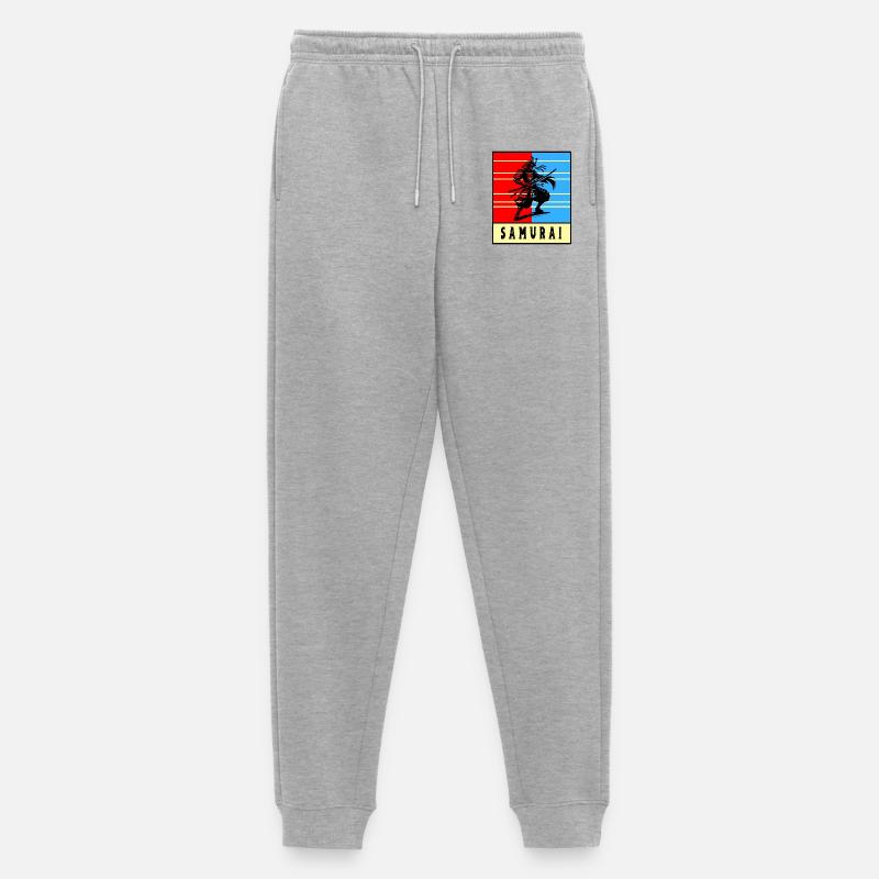 Retro Samurai Warrior - Männer Premium Bio Jogginghose - Grau meliert