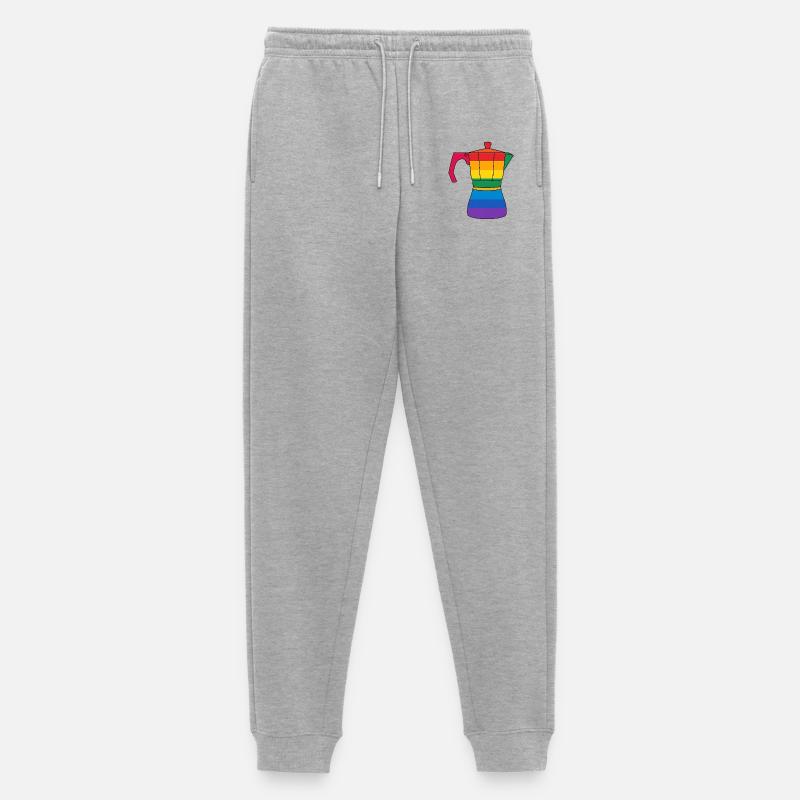 Lebendige Regenbogen-Kaffeemaschine - Männer Premium Bio Jogginghose - Grau meliert