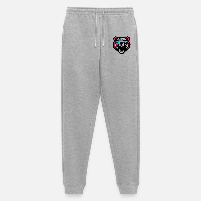 Cyber-Bär mit Neon-Visor - Männer Premium Bio Jogginghose - Grau meliert