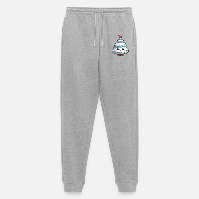 Pastellfarbener schneebedeckter Baum Stern - Männer Premium Bio Jogginghose - Grau meliert