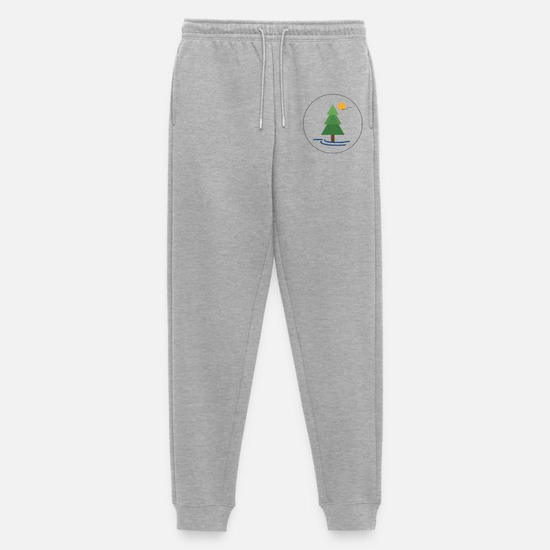 Geometrischer Waldbaum mit Sonne - Männer Premium Bio Jogginghose - Grau meliert