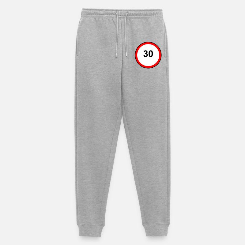 Tempo 30 Schild Muster - Männer Premium Bio Jogginghose - Grau meliert