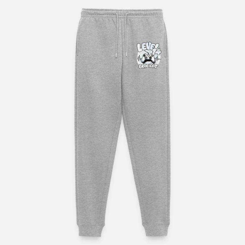Level 14 erreicht Controller Joypad Herzschlag  - Männer Premium Bio Jogginghose - Grau meliert