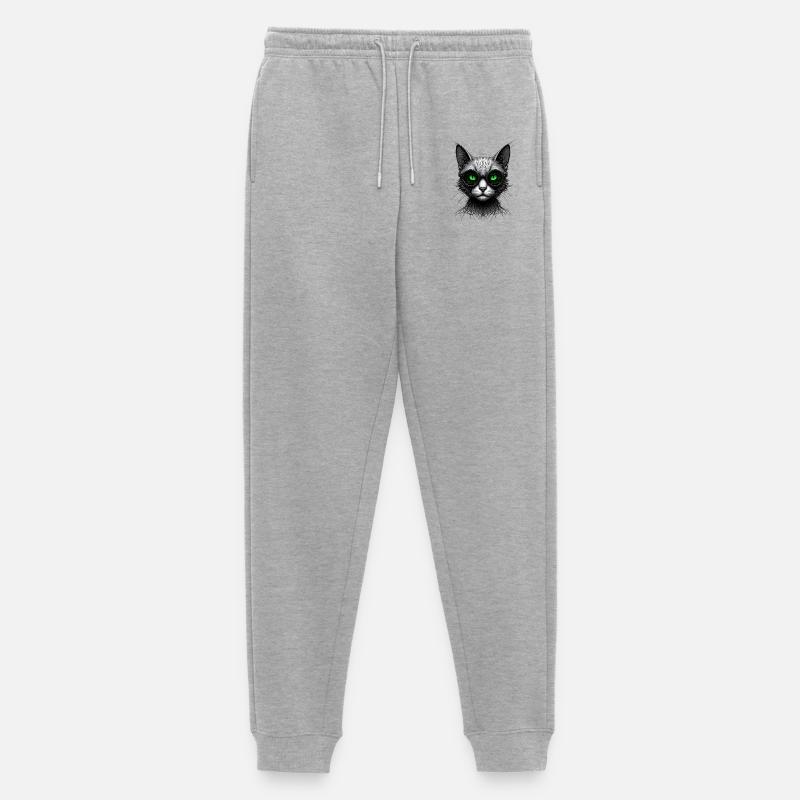 Green Eyes Computer Coder Geek Cat - Men's Premium Organic Joggers - heather grey