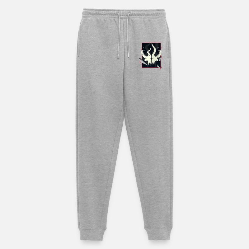 Horned Skull – Rote Akzent Edition - Männer Premium Bio Jogginghose - Grau meliert