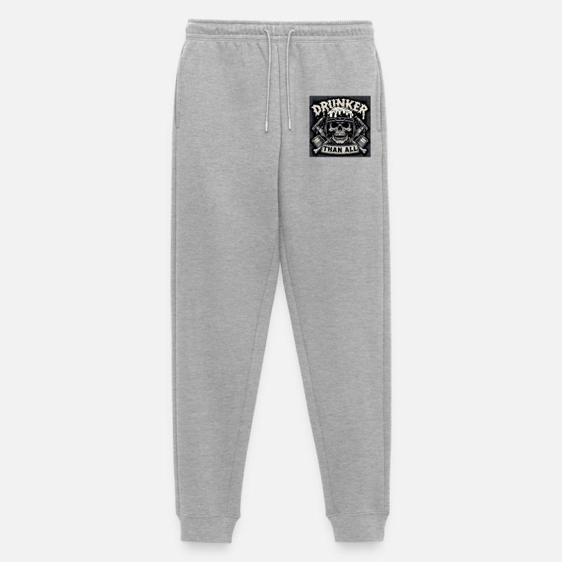 Drunker Than All Schädel - Männer Premium Bio Jogginghose - Grau meliert