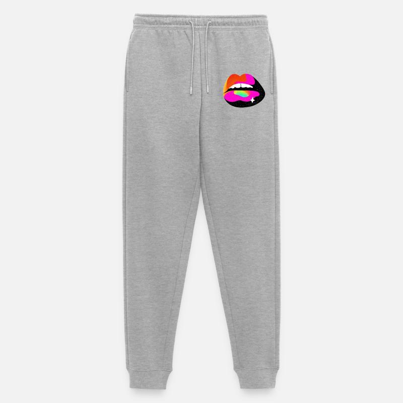 Regenbogen Lippe Pop Art - Männer Premium Bio Jogginghose - Grau meliert