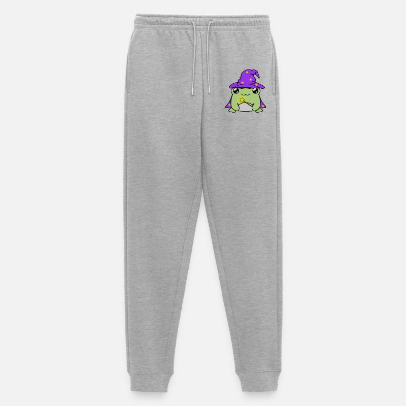 Wizard frog with hat - Männer Premium Bio Jogginghose - Grau meliert