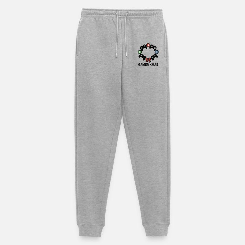 Gamer Xmas Controller Kranz - Männer Premium Bio Jogginghose - Grau meliert