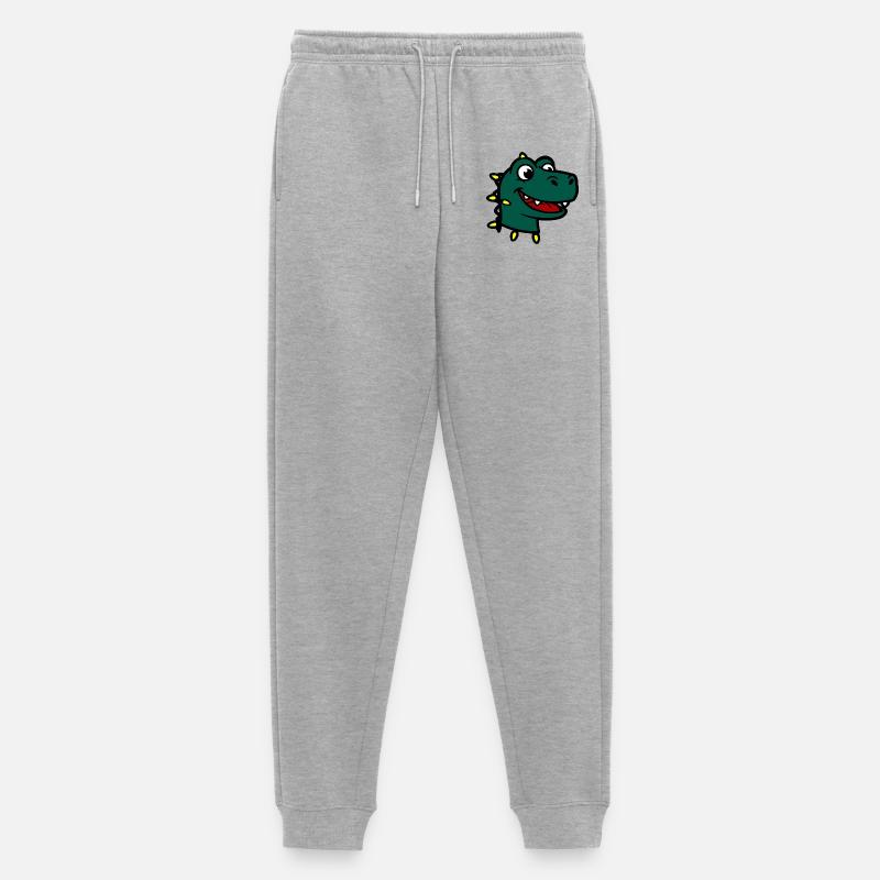 Lächelnde Dinosaurier-Weihnachtslichter - Männer Premium Bio Jogginghose - Grau meliert