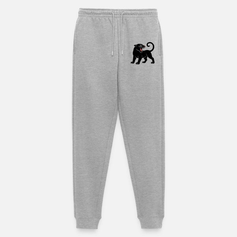 Schwarzer Panther Brüllt - Männer Premium Bio Jogginghose - Grau meliert