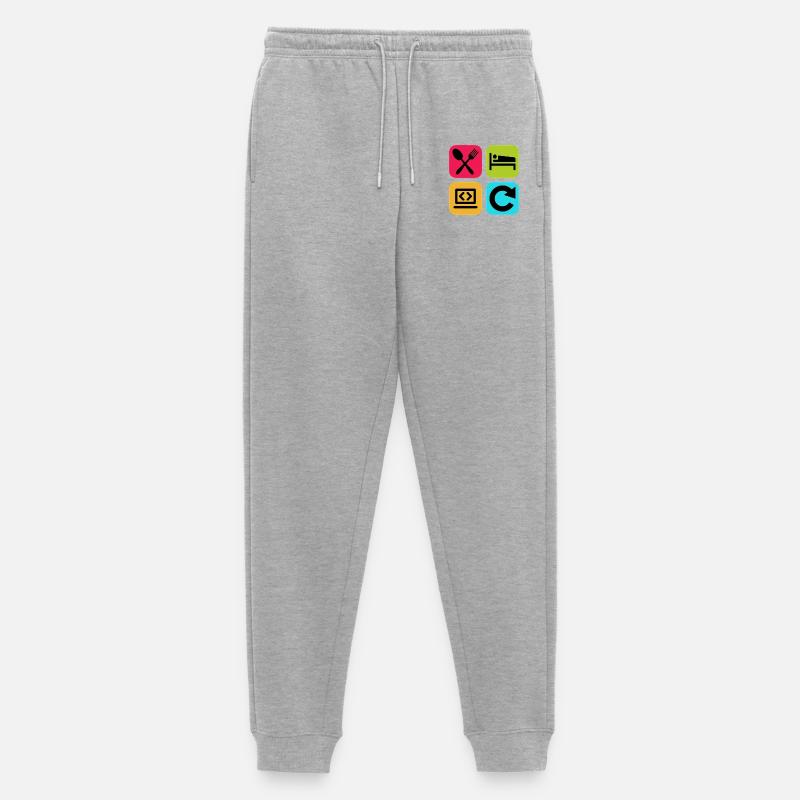 Essen, schlaf, Programm wiederholen, lustiger Zitatcode - Männer Premium Bio Jogginghose - Grau meliert