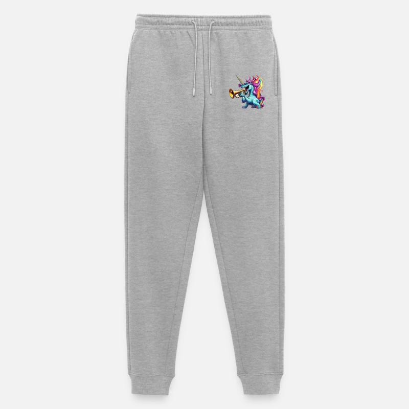Buntes Einhorn Trompete - Männer Premium Bio Jogginghose - Grau meliert