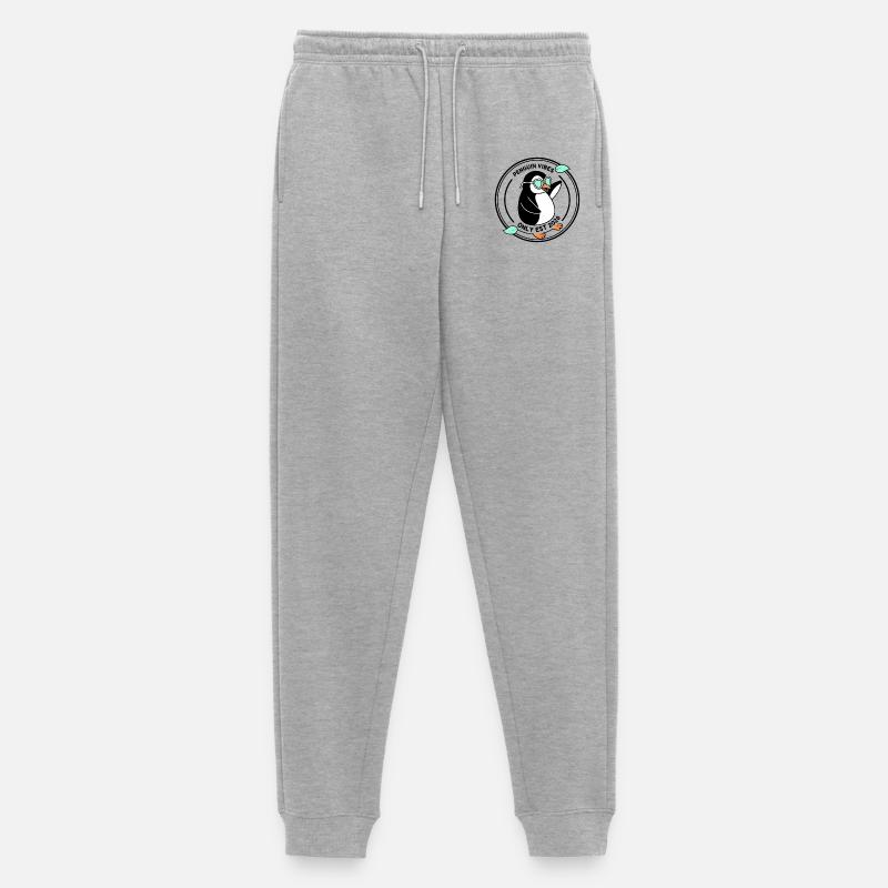 Schwarzer Pinguin in Mint-Brille 2026 - Männer Premium Bio Jogginghose - Grau meliert