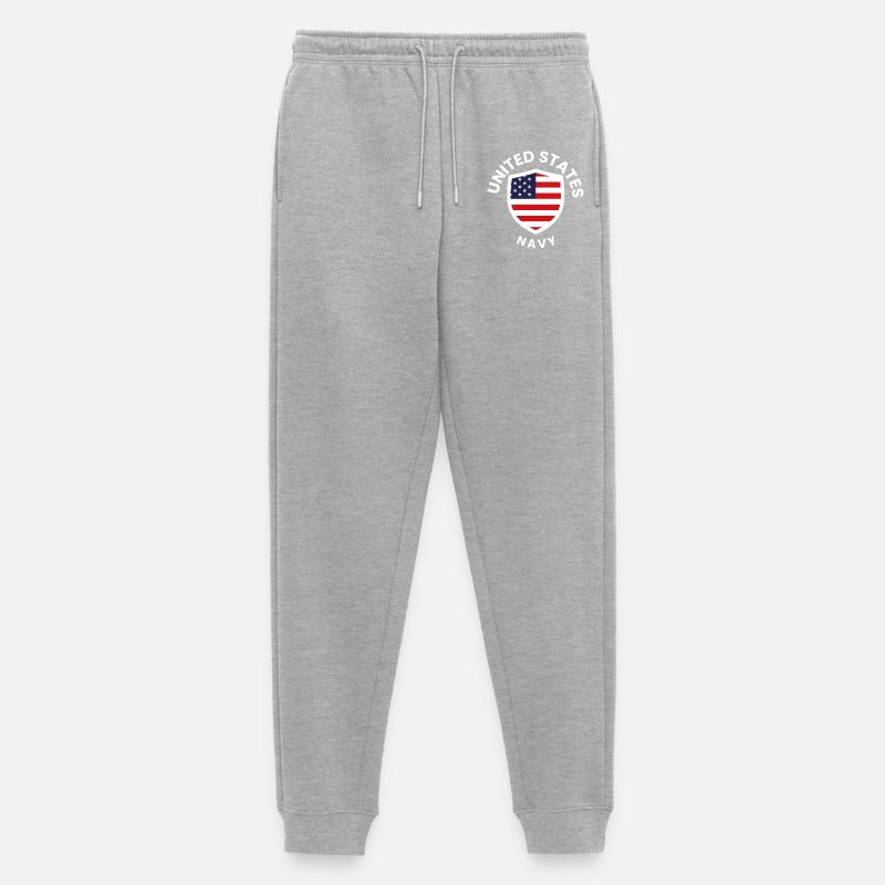 US-Flaggen-Schild-Marine - Männer Premium Bio Jogginghose - Grau meliert