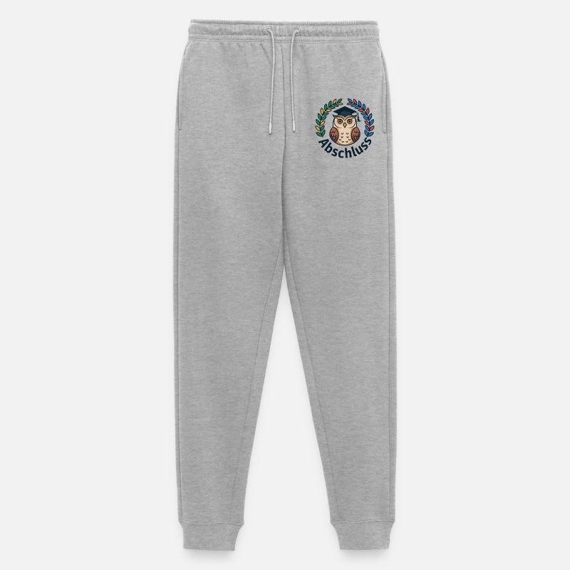 Abschluss-Eule mit Kranz und Mütze - Männer Premium Bio Jogginghose - Grau meliert