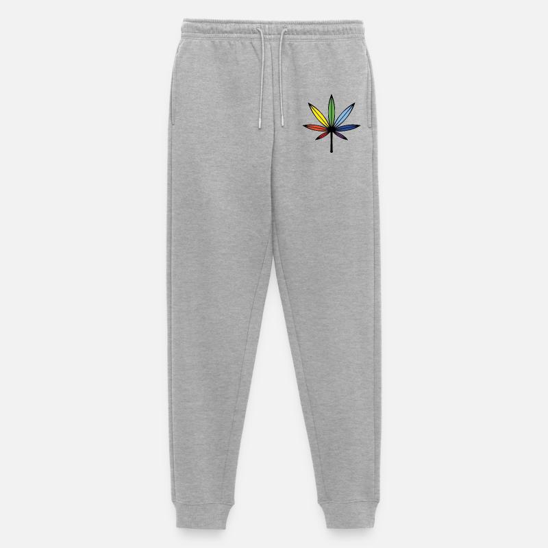 Cannabis / Marihuana / Hanf (Outline / Rainbow) - Männer Premium Bio Jogginghose - Grau meliert