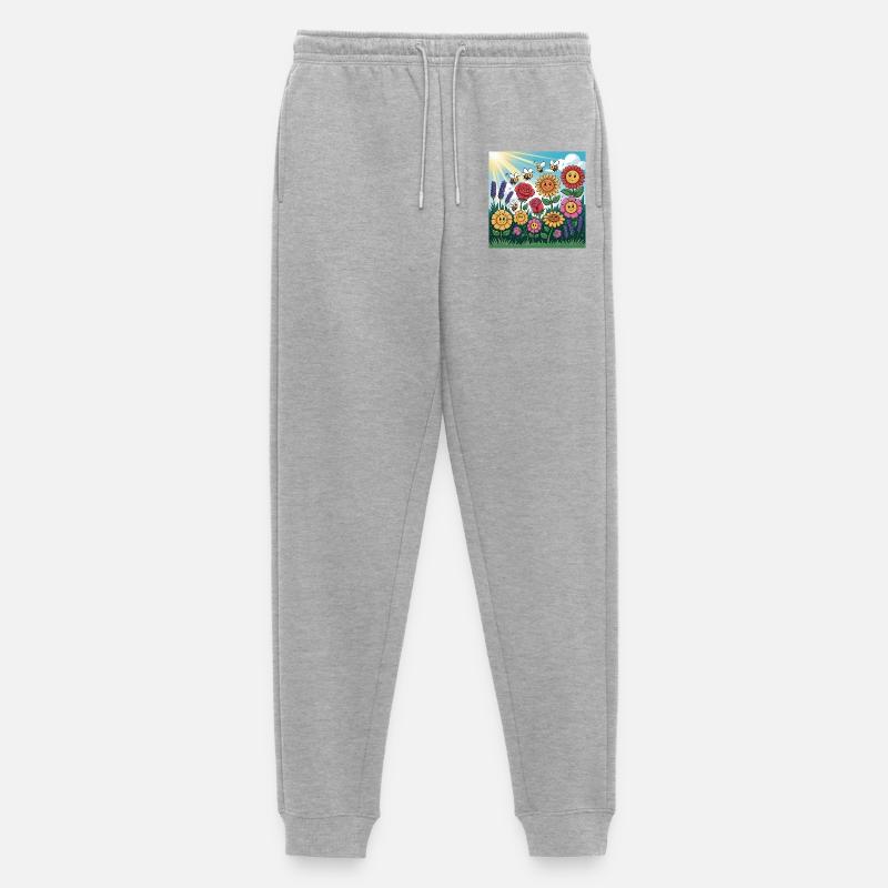 Sonnenblumengarten mit Biene - Männer Premium Bio Jogginghose - Grau meliert