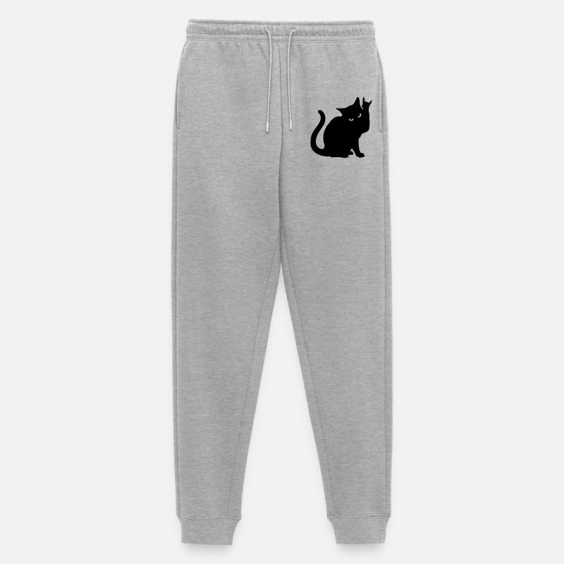 Schwarze Katze – Devil Horns Silhouette - Männer Premium Bio Jogginghose - Grau meliert
