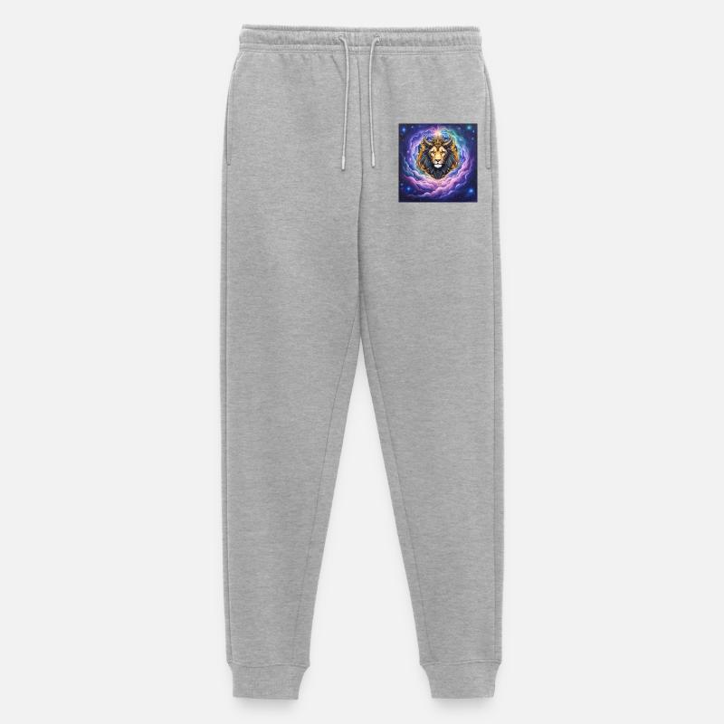Himmlischer Löwe mit goldener Krone - Männer Premium Bio Jogginghose - Grau meliert