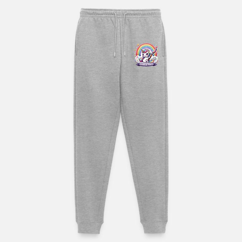 Regenbogen-Einhorn Maler - Männer Premium Bio Jogginghose - Grau meliert