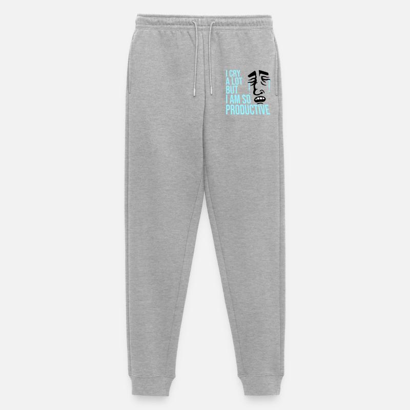 Piango molto ma sono così produttiva, emozione divertente - Pantaloni da jogging ecologici premium da uomo - grigio melange