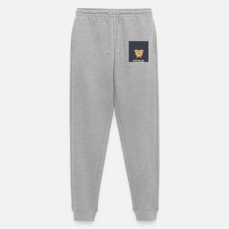 Nostalgie Pixelbär: RetroGlanz Design - Männer Premium Bio Jogginghose - Grau meliert
