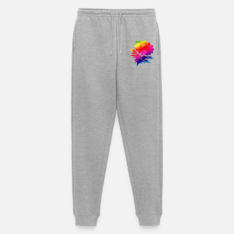 Bunte Blumen Silhouette Regenbogen Design  - Männer Premium Bio Jogginghose - Grau meliert